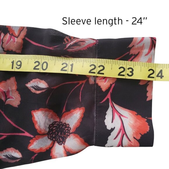 GUESS Nira Chiffon Semi Sheer Floral Rhinestone Detail Long Sleeve Button Down S - Picture 12 of 15